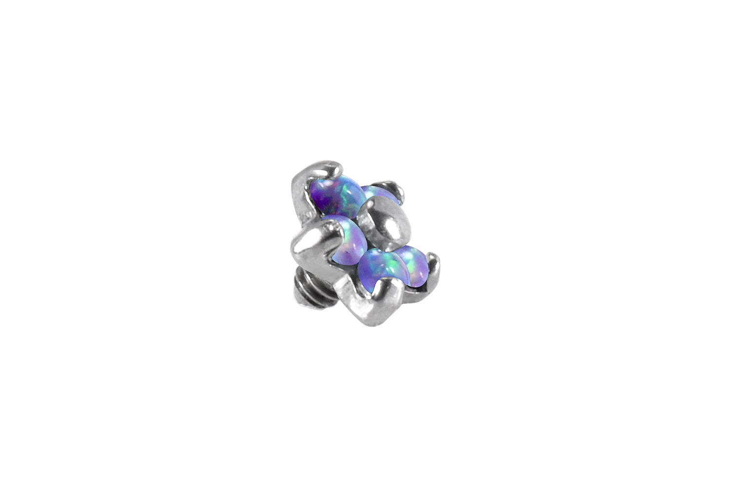 Titan Schraubaufsatz mit Außengewinde BLUME MIT 5 SYNTHETISCHEN OPALEN ++SALE++ von Piercingline